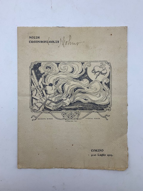 Nozze Tregnaghi-Golia. Biscaretti disegnò, Pitigrilli scrisse. Torino, 9-10 luglio 1915